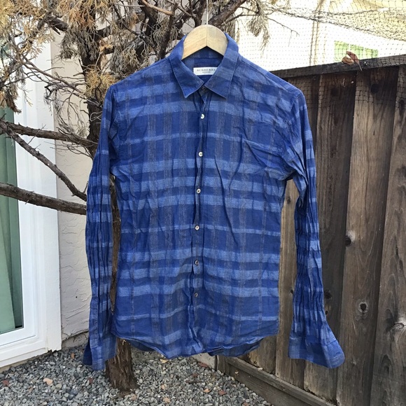 Burberry London button up shirt men’s medium long sleeve blue nova check - Picture 1 of 6